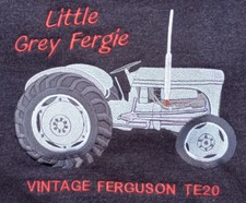 VINTAGE TRACTOR FERGUSON TE20 EMBROIDERED HOODIE LITTLE GREY FERGIE