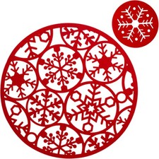 Set Of 8 ROUND Red Felt