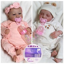 Realistic Reborn Dolls Twins Vinyl Silicone Lifelike Newborn Baby Girl Doll Gift