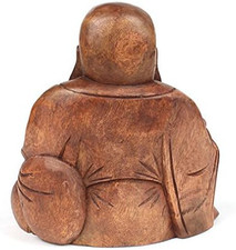 Large Laughing Wooden Buddha