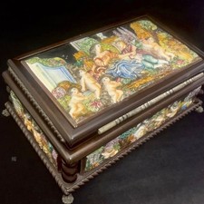 Rare Antique Reuge 72-Caliber 3 Songs Music Box Capodimonte Cloisonne