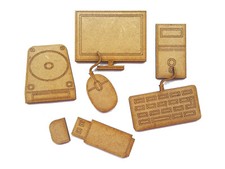 7x Wooden MDF Shapes