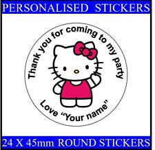 PERSONALISED HELLO KITTY SWEET CONE STICKERS PARTY LABELS ANY BIRTHDAY
