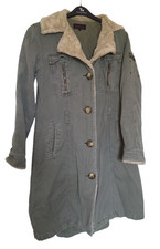 Replay Womens Vintage Sherpa/Quilted lined Y2K Military Long Coat - Small