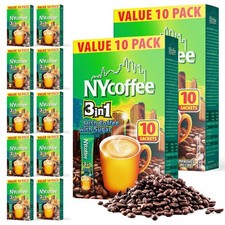 NY Coffee 3 in 1 Irish 100 Sachets Sticks 10x10pk Instant White With Sugar 