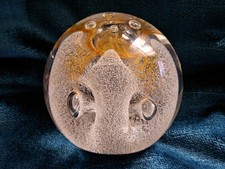 CAITHNESS 'Congratulations' Scotland Glass Paperweight Gold Clear