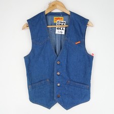 El john 70S Vintage Denim western Waistcoat Gilet Vest SZ XS (T9832)