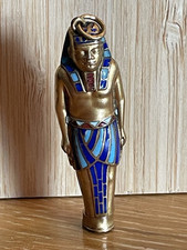 ANTIQUE SILVER GILT ENAMEL EGYPTIAN PHARAOH SARCOPHAGUS MUMMY PROPELLING PENCIL