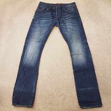 Superdry Mens Jeans 34x36 Blue Slim Straight Denim Stone Wash Button Fly W34 L36