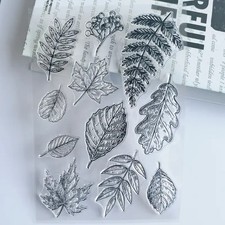 🇬🇧 LEAF LEAVES CLEAR SILICONE STAMP CARD CRAFT EMBOSSING SCRAP-BOOKING JOURNAL