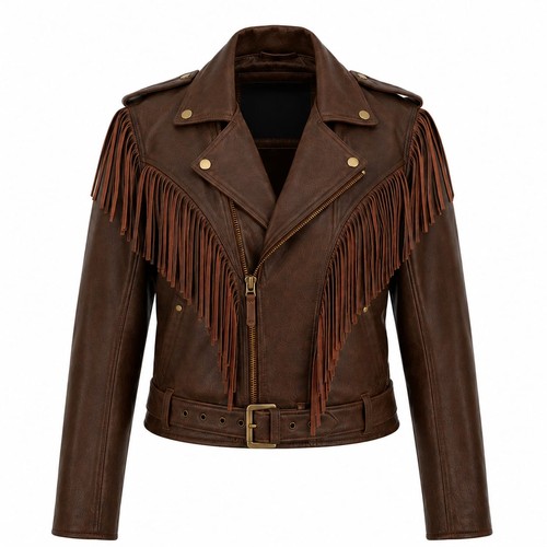 Men brown western fringe - brown,
