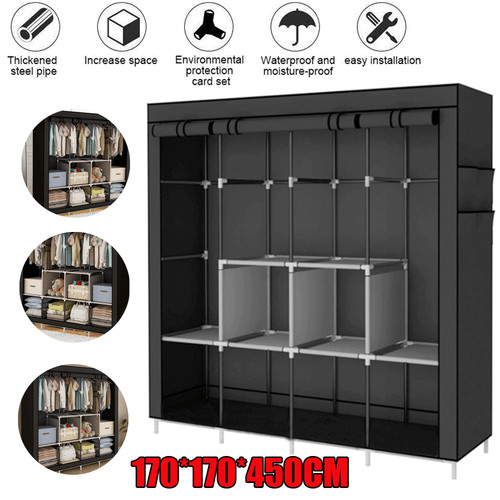 Large fabric canvas wardrobe - large,