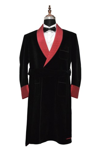 Men black velvet smoking - black,