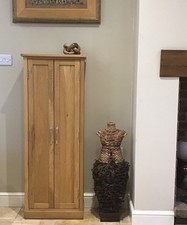 Narrow Oak CD/DVD Storage Cupboard, Larder Kitchen Cupboard Multi Shelves