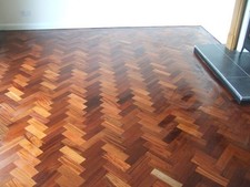 Stunning Rhodesian Mahogany Reclaimed Parquet Flooring - Bespoke Bitumen Removed