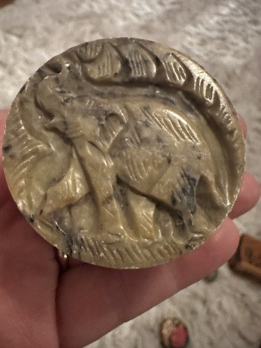 Vintage small round carved - vintage,