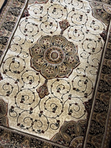 Traditional rug black beige - traditional,