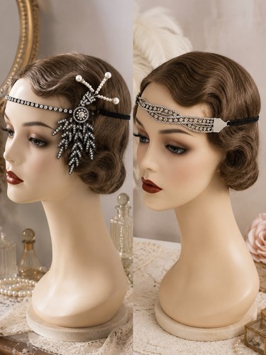 Rhinestone flapper headbands - rhinestone,