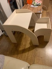 COSTWAY Kids Desk and Chair Set Wooded Toddler Table and Chair Set-White