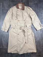 Melka Classic Trench Coat Men Size 48 Beige Solid Pocket Double Breasted Outdoor
