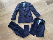 Ted Baker Boys Navy Blue Suit Age 6-7 Trousers Waistcoat And Jacket Smart