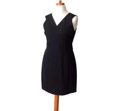 Vintage 80s Black Ribbed Cocktal Party Dress Retro Indie 14