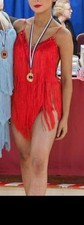 Red Heavily Fringed Latin Dance Dress size 6