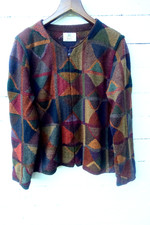 Spirit of the Andes zip-up cardigan 100% Alpaca handmade multi geometric M