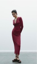 Zara Women Red Draped Neckline