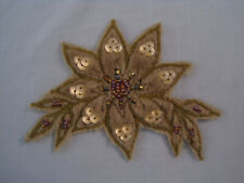 material velvet finish beaded sequin patch applique motif flower