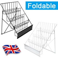 4 Tier Foldable Counter Card Book Rack Display Stand Wire Book Magazine Black UK