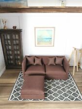 Dolls House 2 Seater Sofa & Ottoman Set | 1:12th Scale | Handmade