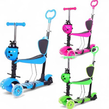 5 in 1 Kids Scooter 3 Wheels Kick Scooters Adjustable Seat Led Light Up