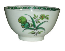 18th Century Antique Porcelain Green Camaien Tea Bowl unmarked Worcester?