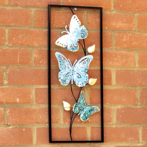 Blue butterfly metal garden - blue,