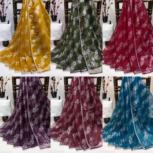 Women organza printed saree - organza,