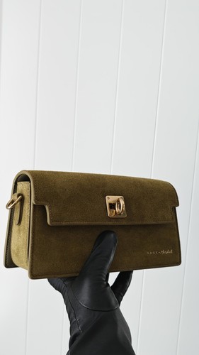 Green suede crossbody - suede,