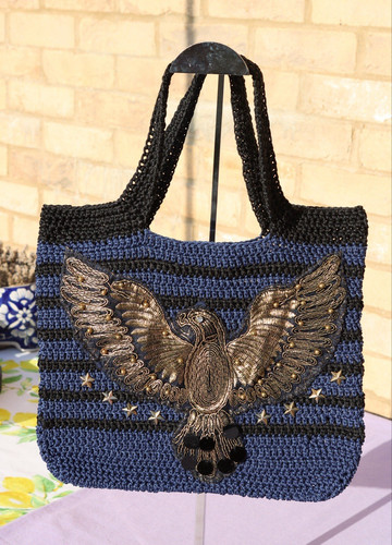 Blue black crocheted - blue,