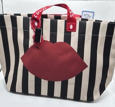 Black Multi Lulu Guinness Lip Stripped Tote Bag Waitrose Limited Edition BNWT