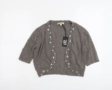 Belle Vere Notte Womens Brown V-Neck Viscose Blend Cardigan Size 12