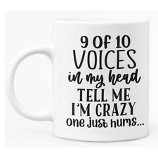 TWO MUGS Funny "Voices in My Head" Crazy Captions x2 Coffee Mugs