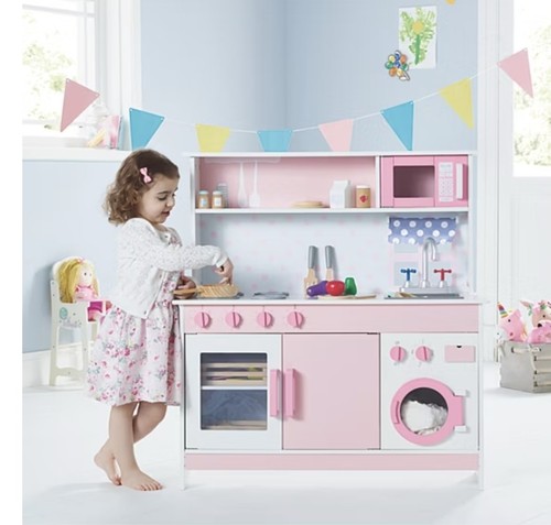 Pink wooden triple kitchen - pink,