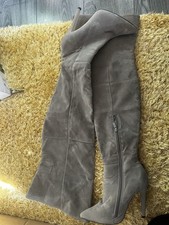 Grey Suede Over-The-Knee Boots