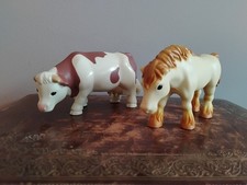 Toy Farm Animal Figures Farmyard Spotty Brown Cow Horse Toy Play Set