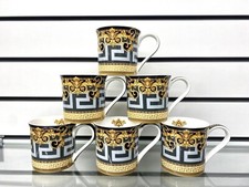 Prestige Black Coffee Mug Floral Tea Coffee Set of 6 Fine Bone China Ideal Gift