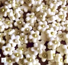 100 Edible Ivory Flowers Fondant Sugar Cake Cupcake Cookie  Decorations Toppers