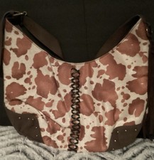 Brown Cow Print Hobo Bag