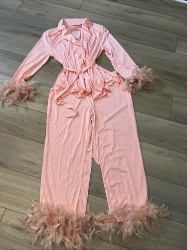 Feather trim pajama - feather,