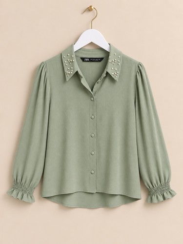 Zara women green solid - women’s,