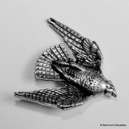 Diving hawk pewter brooch pin - hawk,